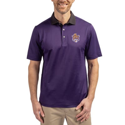  LSU Tigers Cutter & Buck DryTec Virtue Eco Pique Recycled Polo - Purple/Black